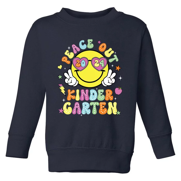 Peace Out Kindergarten Cute Groovy Last Day Of Kindergarten Toddler Sweatshirt