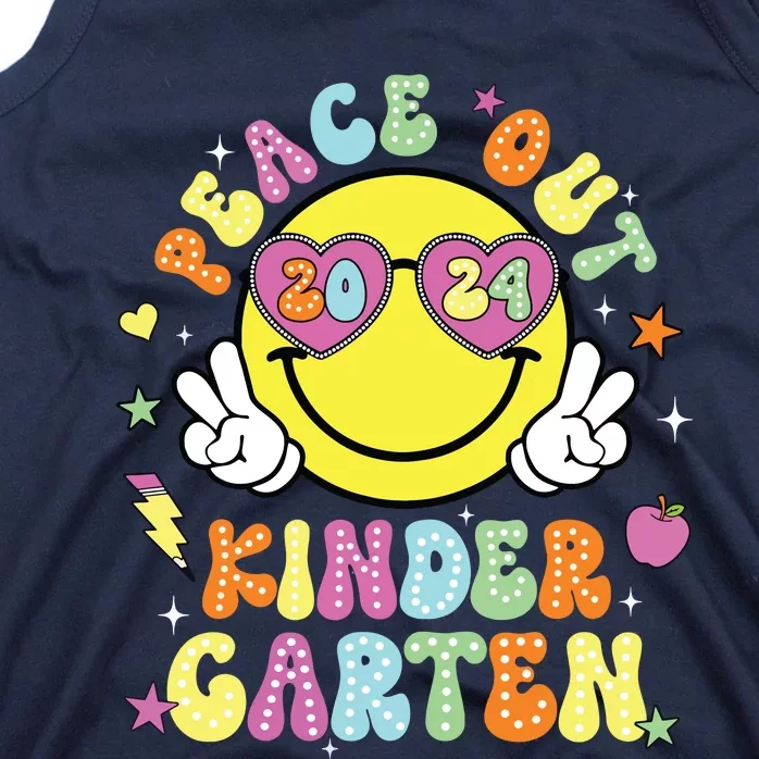 Peace Out Kindergarten Cute Groovy Last Day Of Kindergarten Tank Top