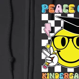 Peace Out Kindergarten Last Day Of School Smile Face Full Zip Hoodie