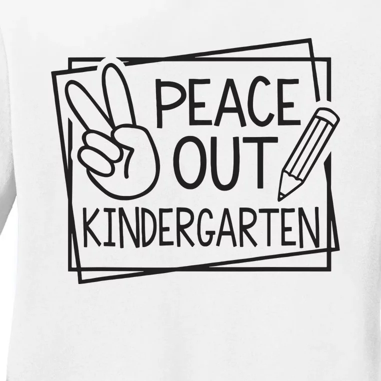 Peace Out Kindergarten Last Day Of School Summer Break Ladies Long Sleeve Shirt