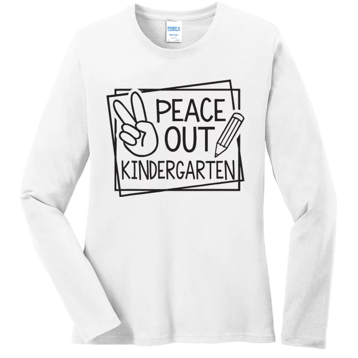 Peace Out Kindergarten Last Day Of School Summer Break Ladies Long Sleeve Shirt