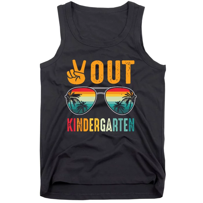 Peace Out Kindergarten Retro Graduation Last Day Of School Tank Top