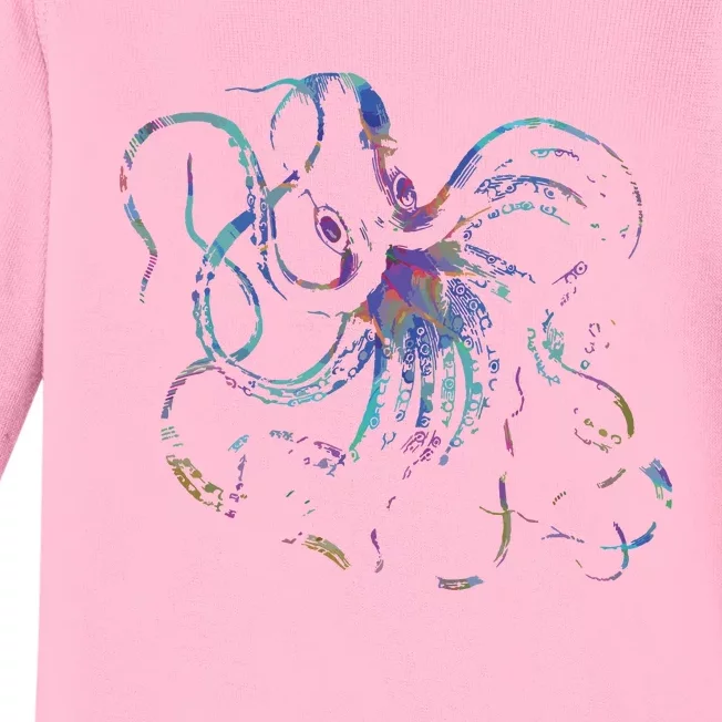 Psychedelic Octopus Kraken Baby Long Sleeve Bodysuit