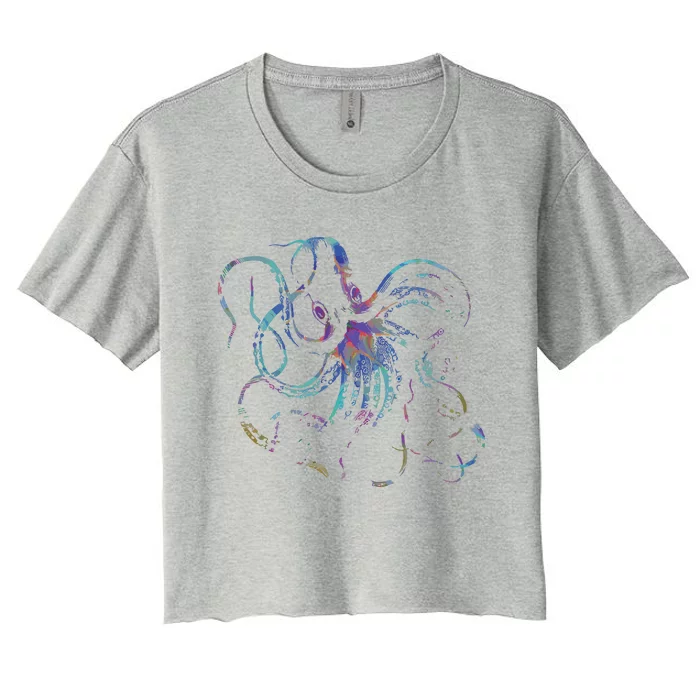 Psychedelic Octopus Kraken Women's Crop Top Tee