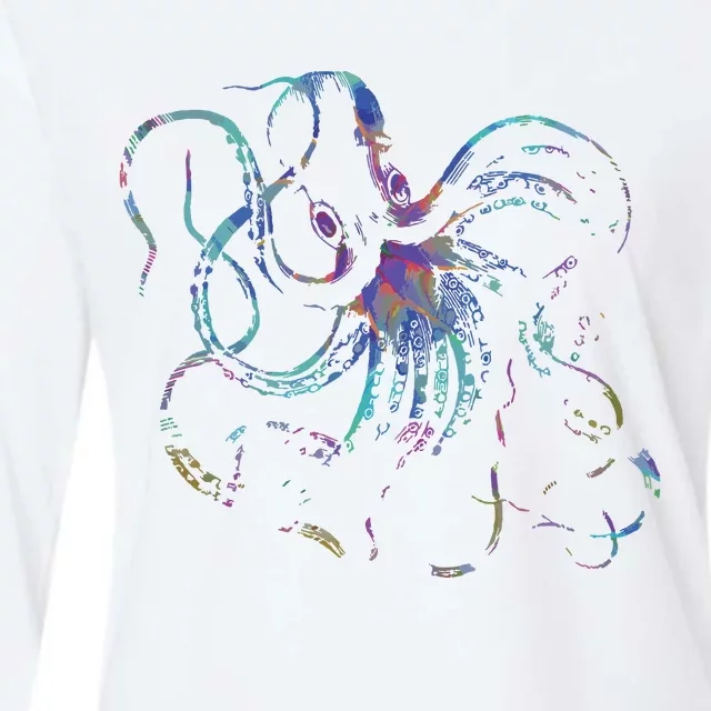 Psychedelic Octopus Kraken Womens Cotton Relaxed Long Sleeve T-Shirt