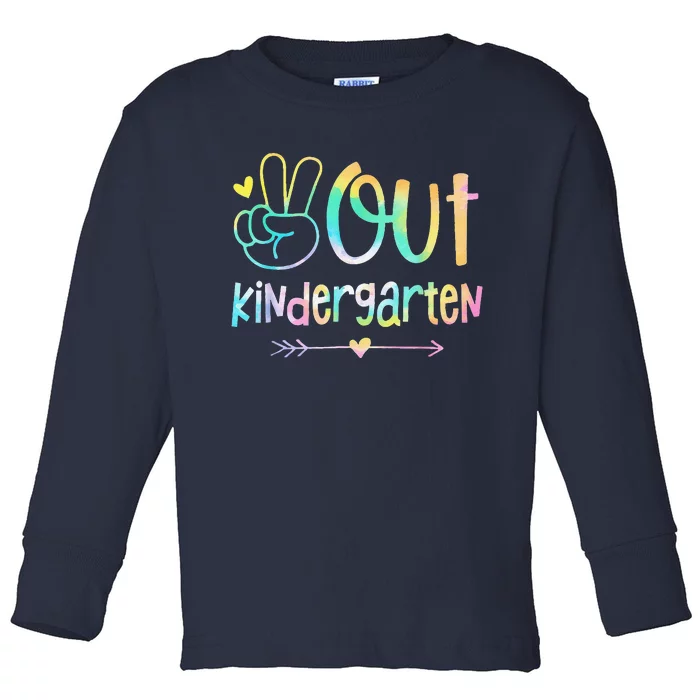 Peace Out Kindergarten Tie Dye Last Day Of School Toddler Long Sleeve Shirt