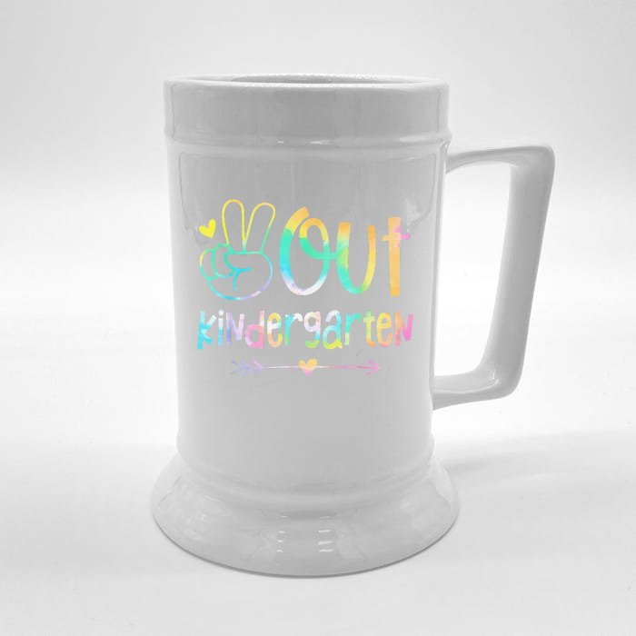 Peace Out Kindergarten Tie Dye Last Day Of School Front & Back Beer Stein