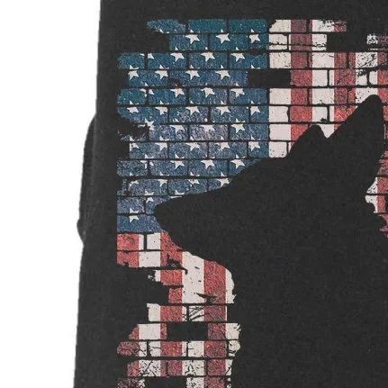 Police Officer K9 Dog Shep PD American Flag Silhouette Print Doggie 3-End Fleece Hoodie