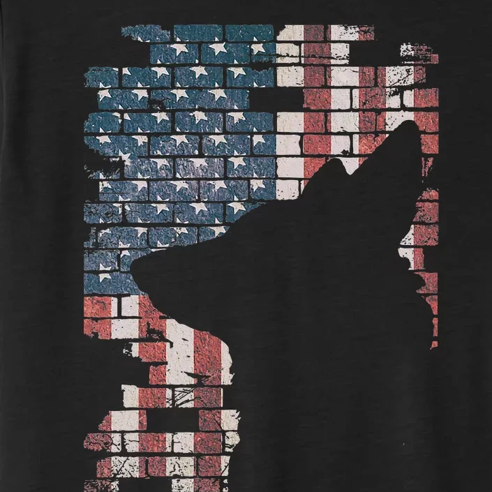 Police Officer K9 Dog Shep PD American Flag Silhouette Print ChromaSoft Performance T-Shirt