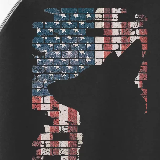 Police Officer K9 Dog Shep PD American Flag Silhouette Print Toddler Fine Jersey T-Shirt