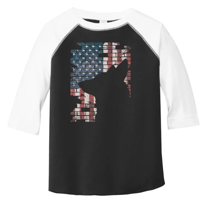 Police Officer K9 Dog Shep PD American Flag Silhouette Print Toddler Fine Jersey T-Shirt