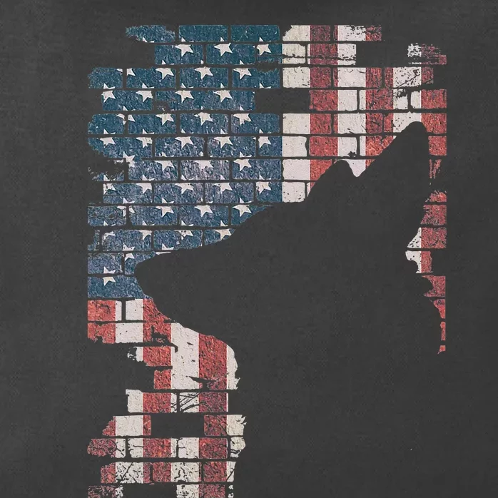 Police Officer K9 Dog Shep PD American Flag Silhouette Print Zip Tote Bag