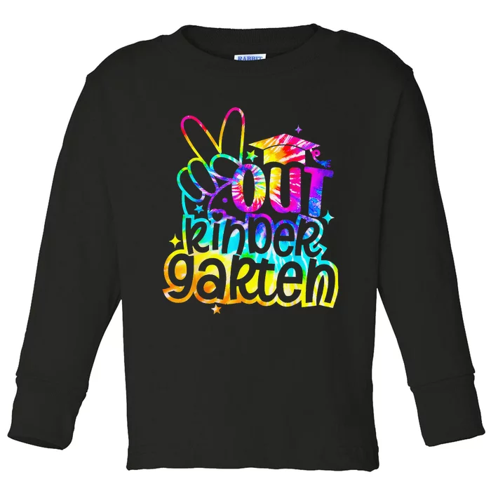 Peace Out Kindergarten Graduation Last Day Of School Tie Dye Toddler Long Sleeve Shirt