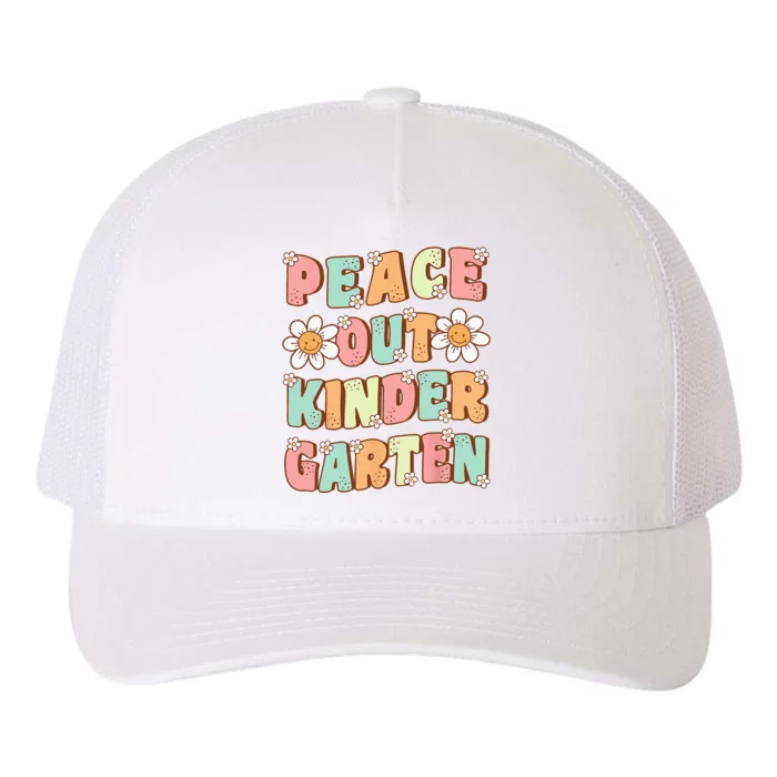 Peace Out Kindergarten Cute Groovy Last Day of Kindergarten Yupoong Adult 5-Panel Trucker Hat