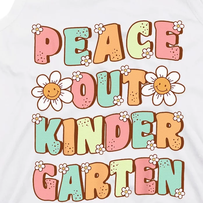 Peace Out Kindergarten Cute Groovy Last Day of Kindergarten Tank Top