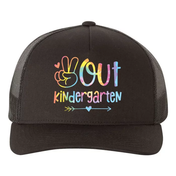 Peace Out Kindergarten Tie Dye Last Day Of School Teacher Yupoong Adult 5-Panel Trucker Hat