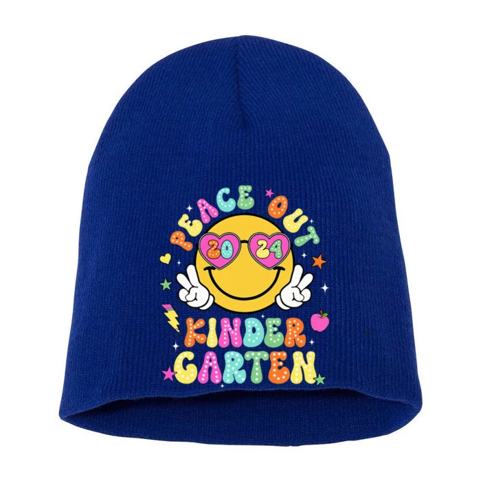 Peace Out Kindergarten Last Day Of Shool Short Acrylic Beanie