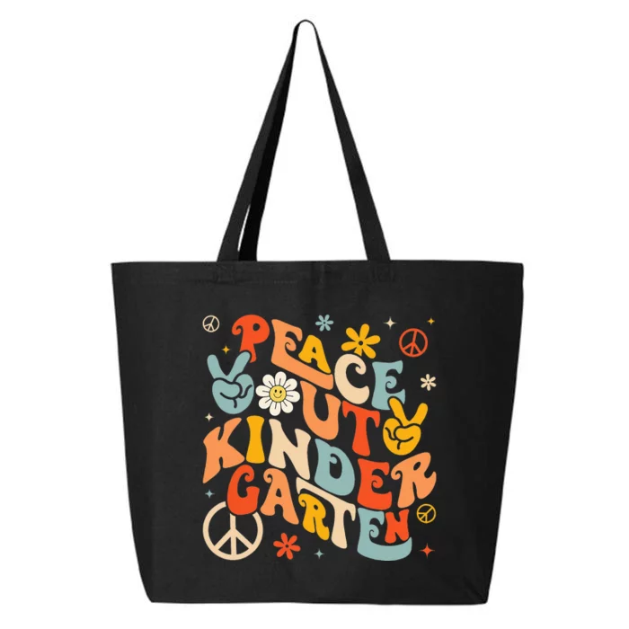 Peace Out Kindergarten Last Day Of School Happy Daisy Face 25L Jumbo Tote