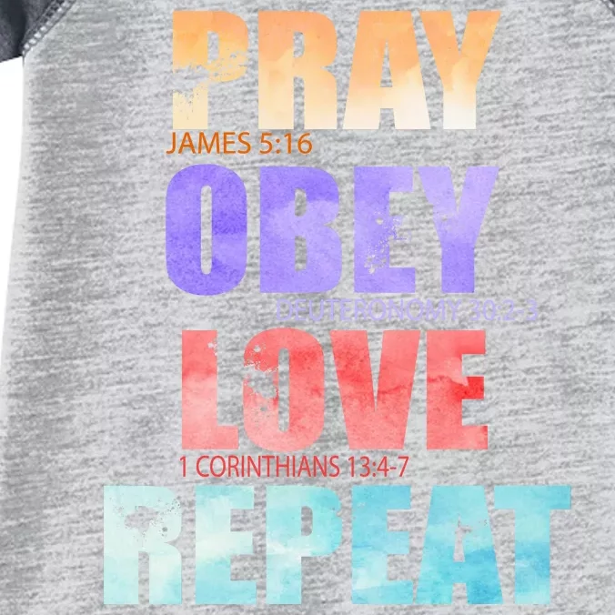 Pray Obey Love Repeat Christian Bible Quote Infant Baby Jersey Bodysuit