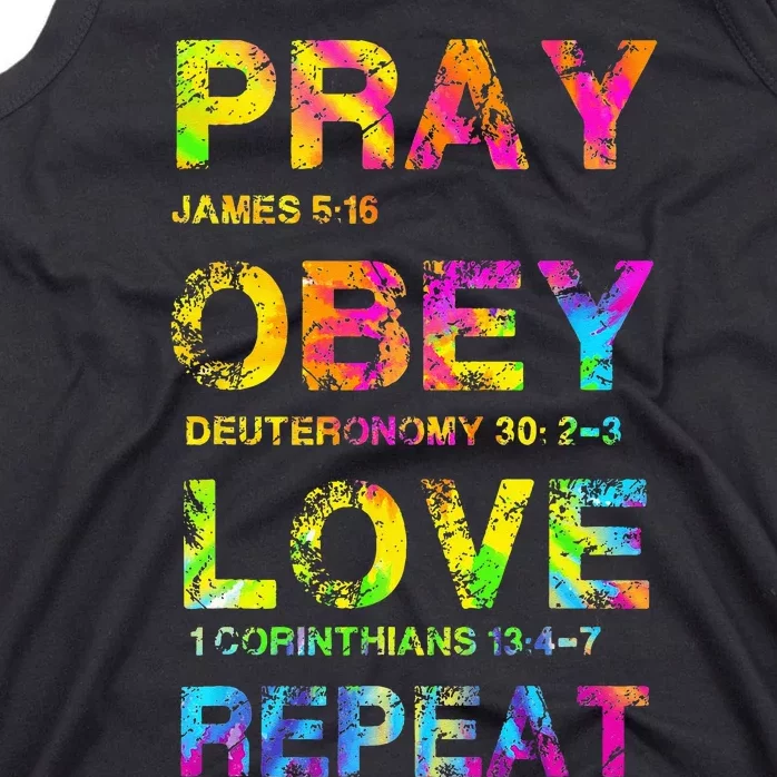 Pray Obey Love Repeat Bible Verse Christian Bible Quote Tank Top