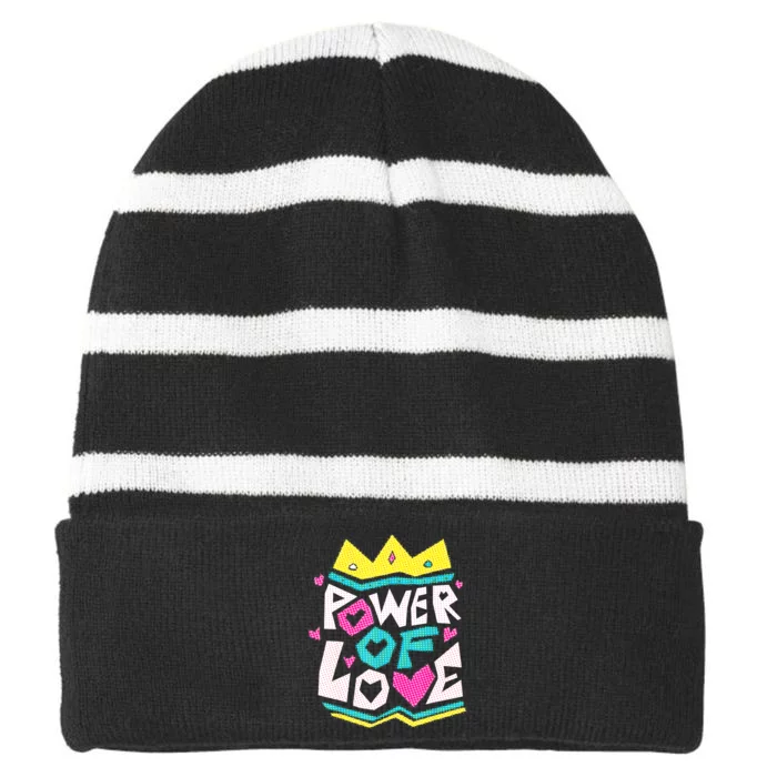 POWER OF LOVE Valentines Day Women I Love You Striped Beanie with Solid Band