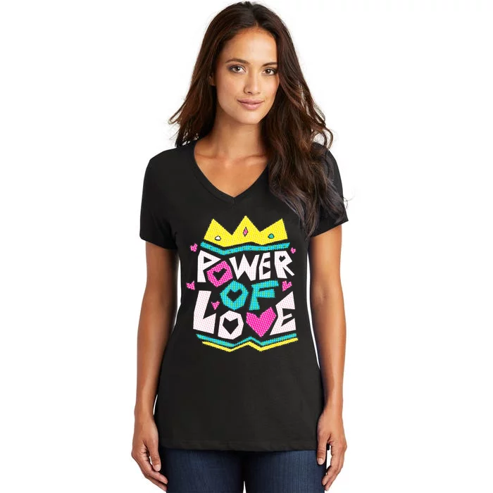 POWER OF LOVE Valentines Day Women I Love You Women's V-Neck T-Shirt