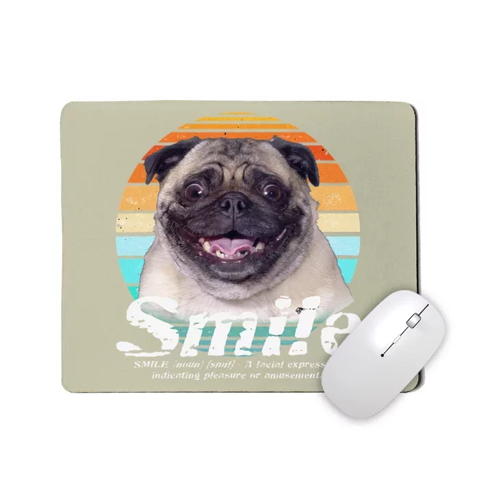 Pug Owner Lover Funny Retro Vintage Smile Cute Dog Mousepad