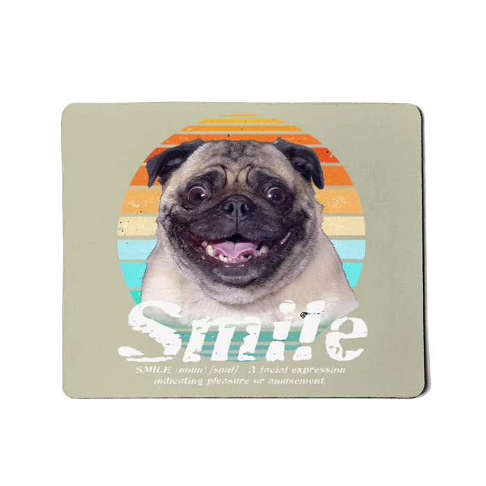 Pug Owner Lover Funny Retro Vintage Smile Cute Dog Mousepad