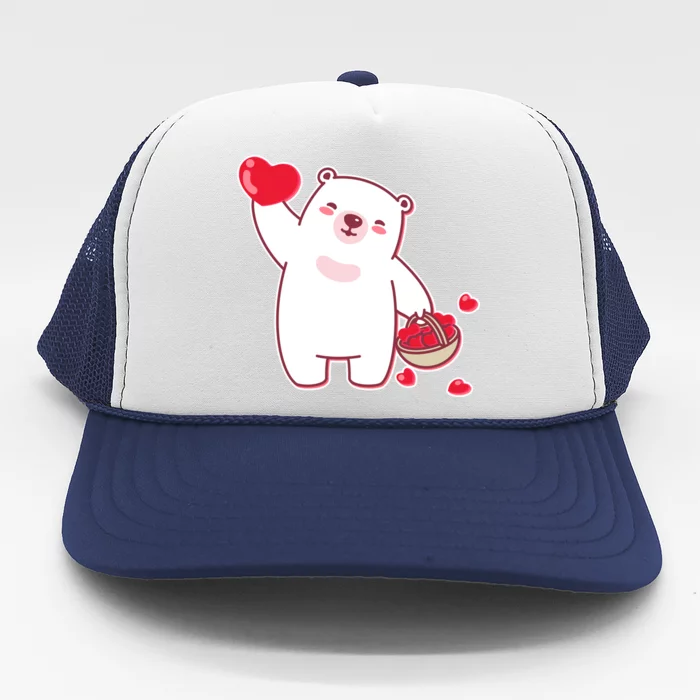 Polar Bear Cute Valentines Day Love Trucker Hat