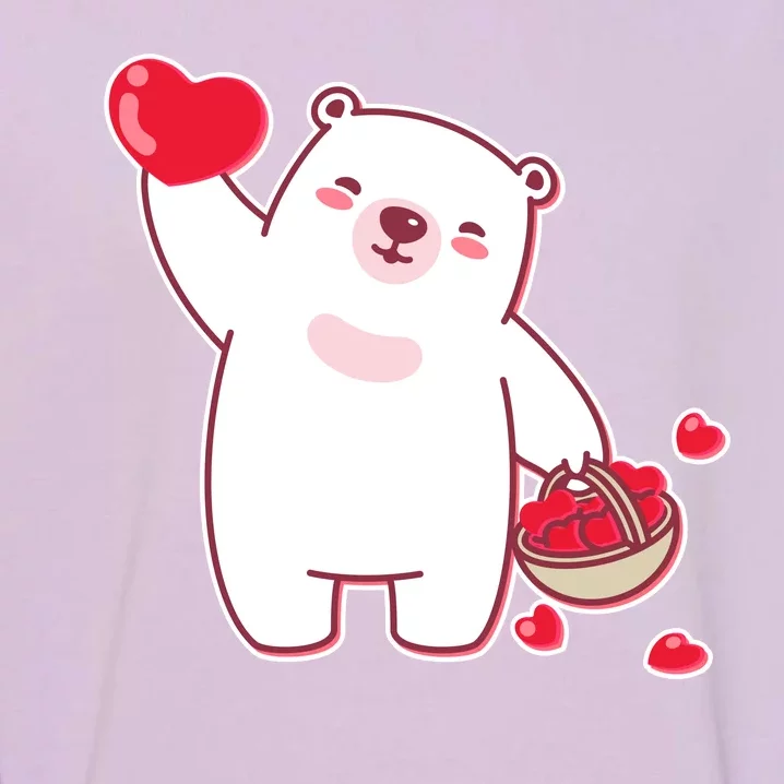 Polar Bear Cute Valentines Day Love Garment-Dyed Sweatshirt