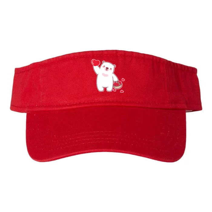 Polar Bear Cute Valentines Day Love Valucap Bio-Washed Visor