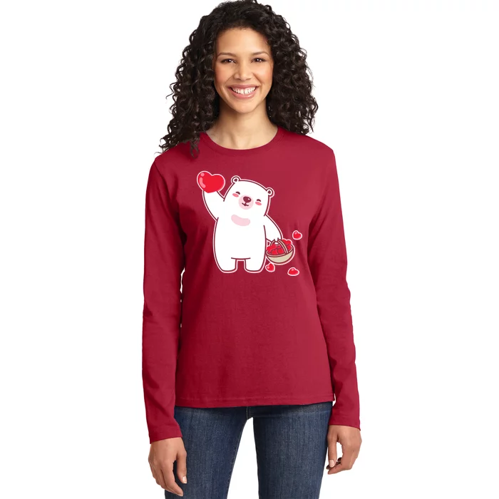 Polar Bear Cute Valentines Day Love Ladies Long Sleeve Shirt