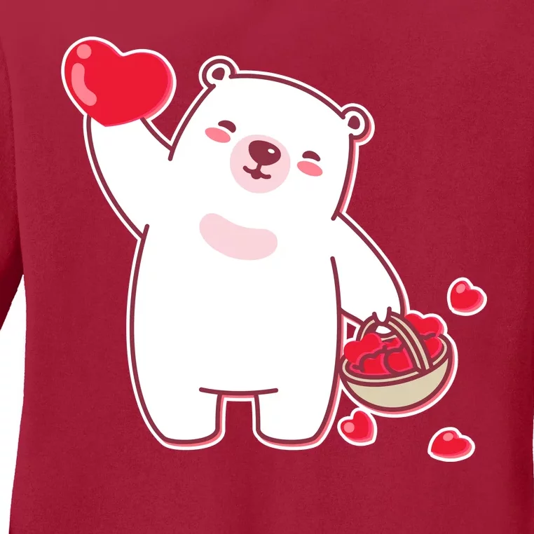 Polar Bear Cute Valentines Day Love Ladies Long Sleeve Shirt