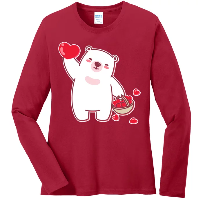 Polar Bear Cute Valentines Day Love Ladies Long Sleeve Shirt