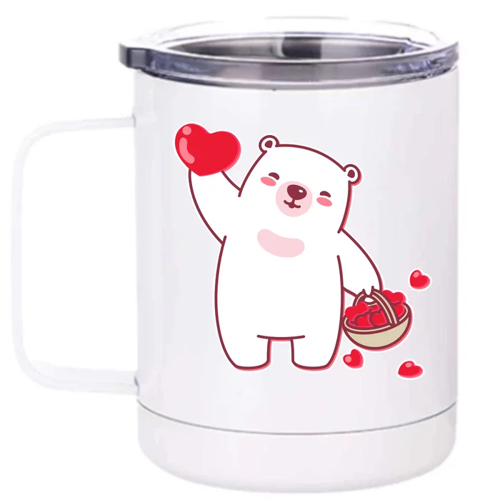 Polar Bear Cute Valentines Day Love Front & Back 12oz Stainless Steel Tumbler Cup