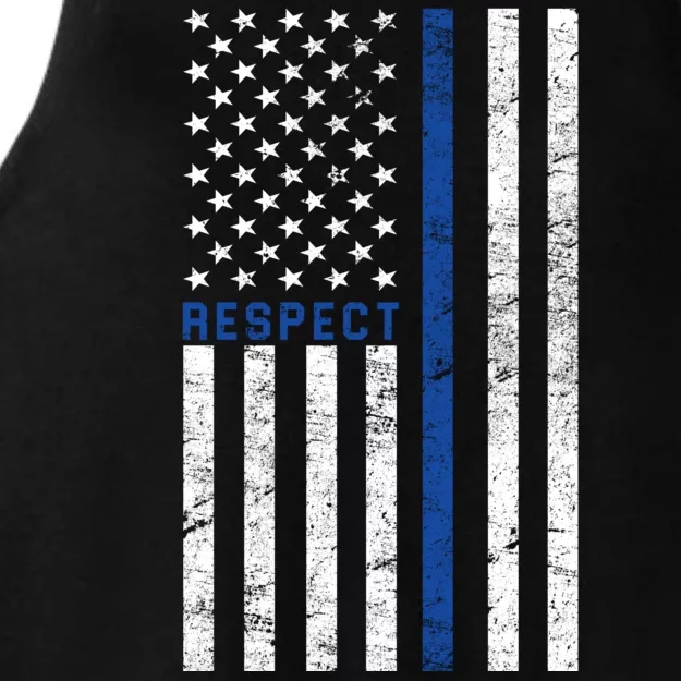 Police American Flag Respect The Blue Ladies Tri-Blend Wicking Tank