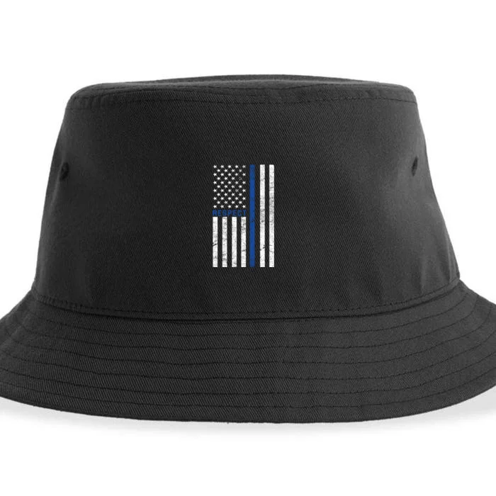 Police American Flag Respect The Blue Sustainable Bucket Hat