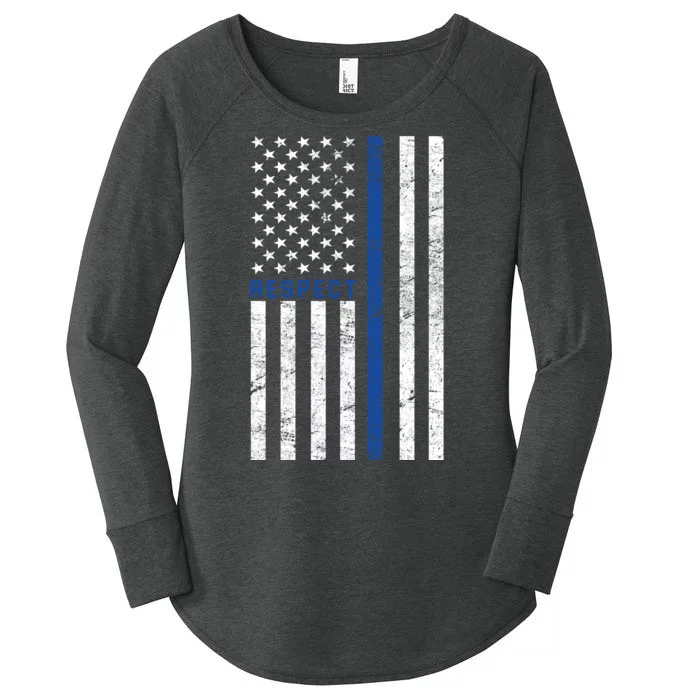 Police American Flag Respect The Blue Women's Perfect Tri Tunic Long Sleeve Shirt