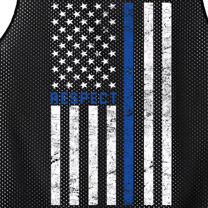 Police American Flag Respect The Blue Mesh Reversible Basketball Jersey Tank