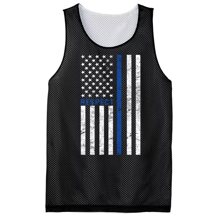 Police American Flag Respect The Blue Mesh Reversible Basketball Jersey Tank