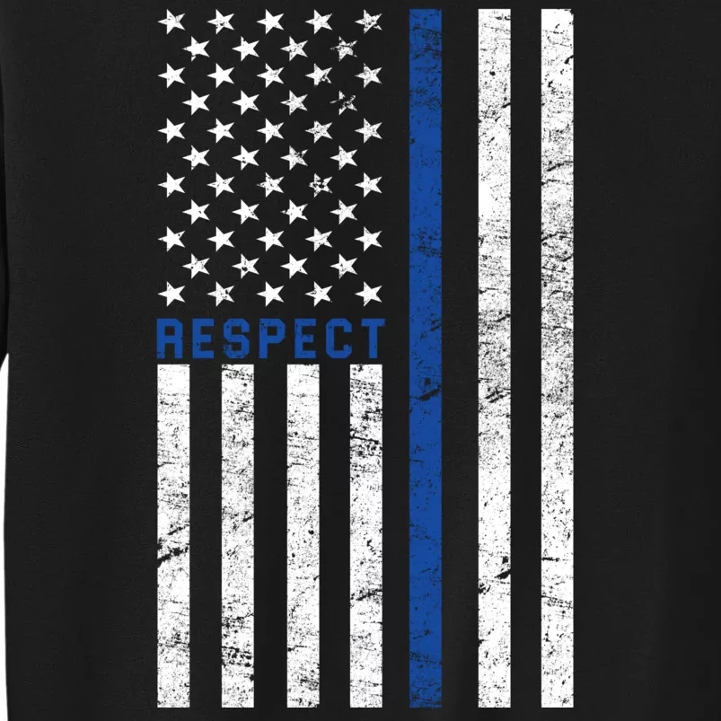 Police American Flag Respect The Blue Tall Sweatshirt