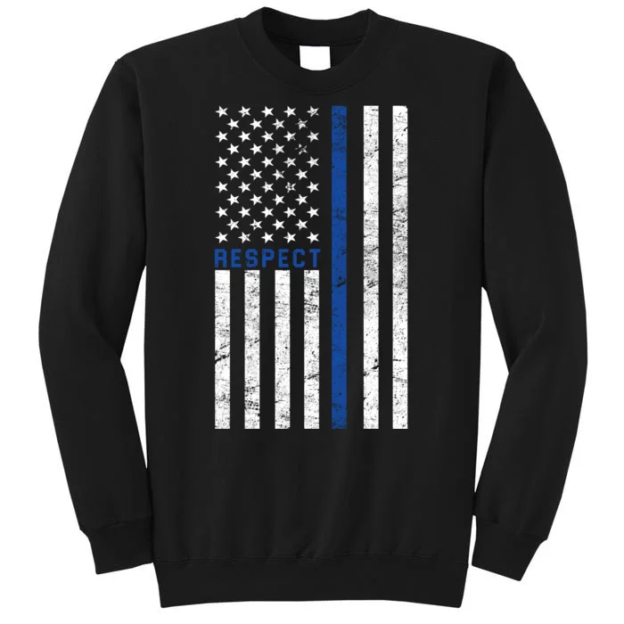 Police American Flag Respect The Blue Tall Sweatshirt