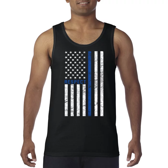 Police American Flag Respect The Blue Tank Top