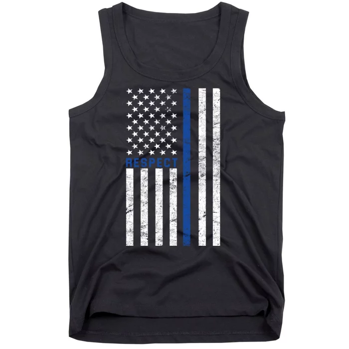 Police American Flag Respect The Blue Tank Top