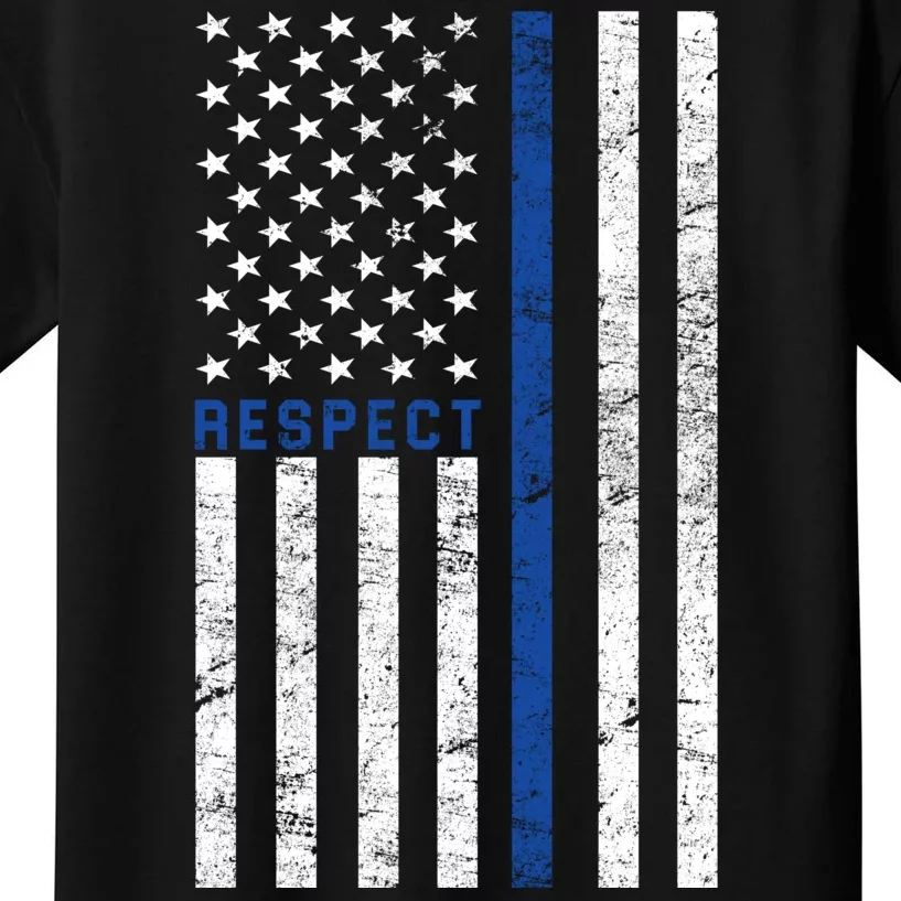 Police American Flag Respect The Blue Kids T-Shirt