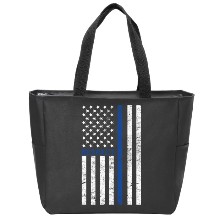 Police American Flag Respect The Blue Zip Tote Bag