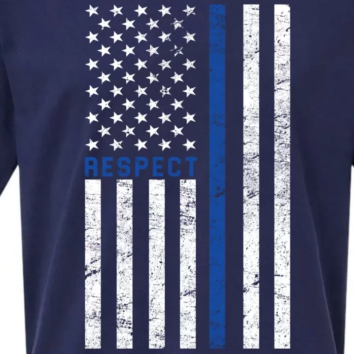 Police American Flag Respect The Blue Sueded Cloud Jersey T-Shirt