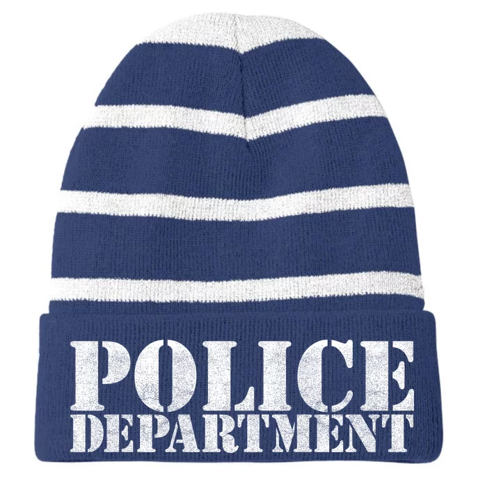 Police Department Logo Striped Beanie with Solid Band