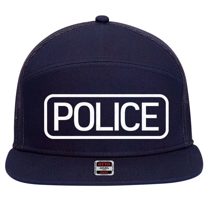 Police Distressed Logo 7 Panel Mesh Trucker Snapback Hat