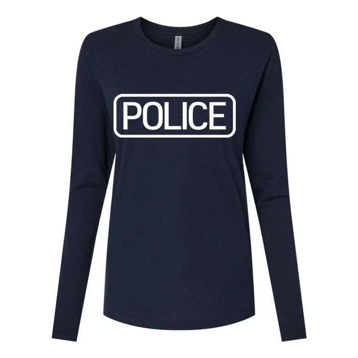 Police Distressed Logo Womens Cotton Relaxed Long Sleeve T-Shirt